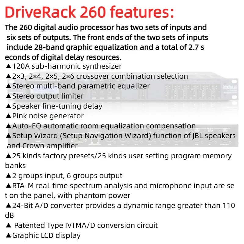 Audio Processor DBX260 Drive Rack Dbx Driverack 260 PA Processor Audio Dsp Digital Audio Speaker Management Processor