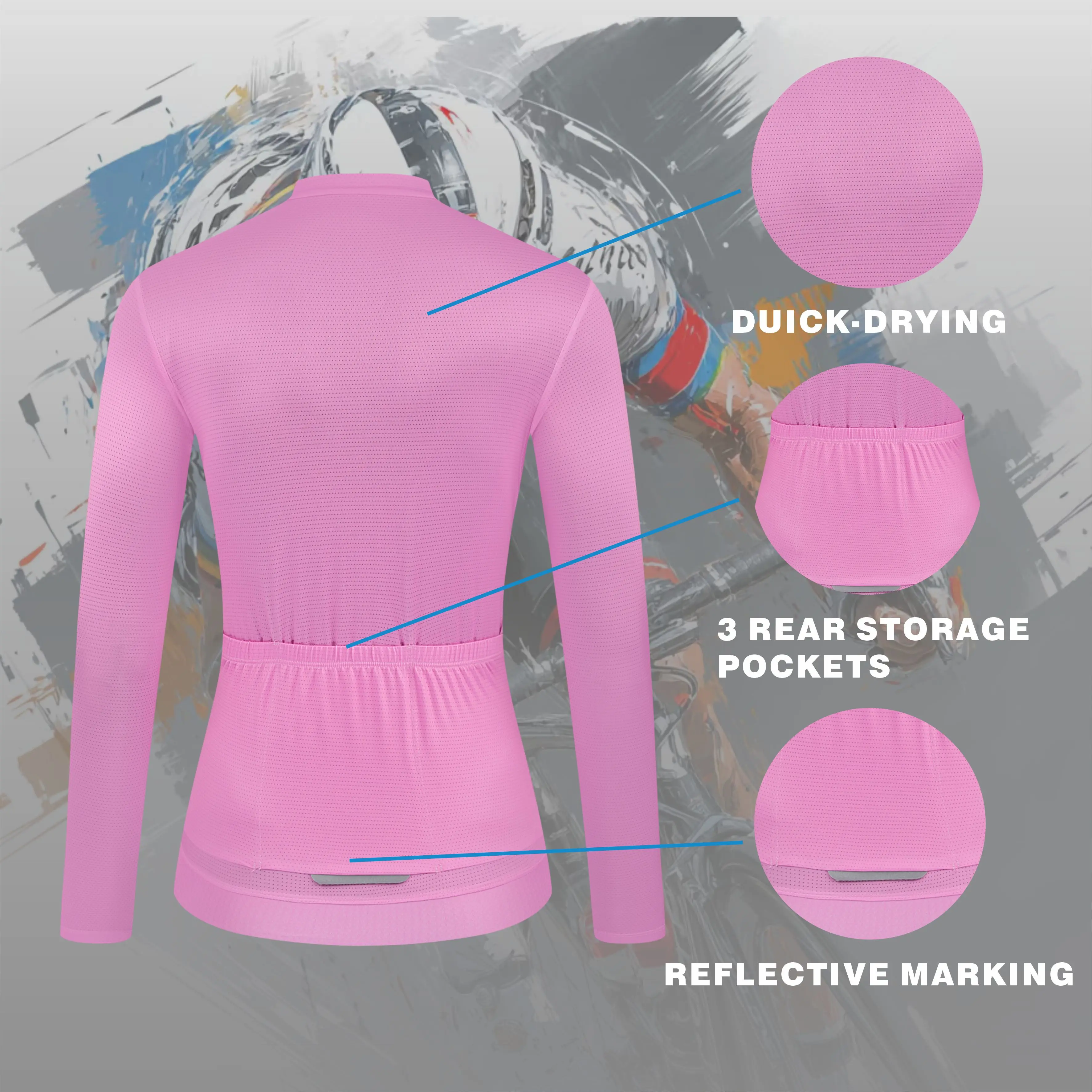 MALFC Damen-Radtrikot Sommer Hochwertige Team-Bekleidung Langarm Atmungsaktiv Schnelltrocknend Fahrradtrikot – Detail 4
