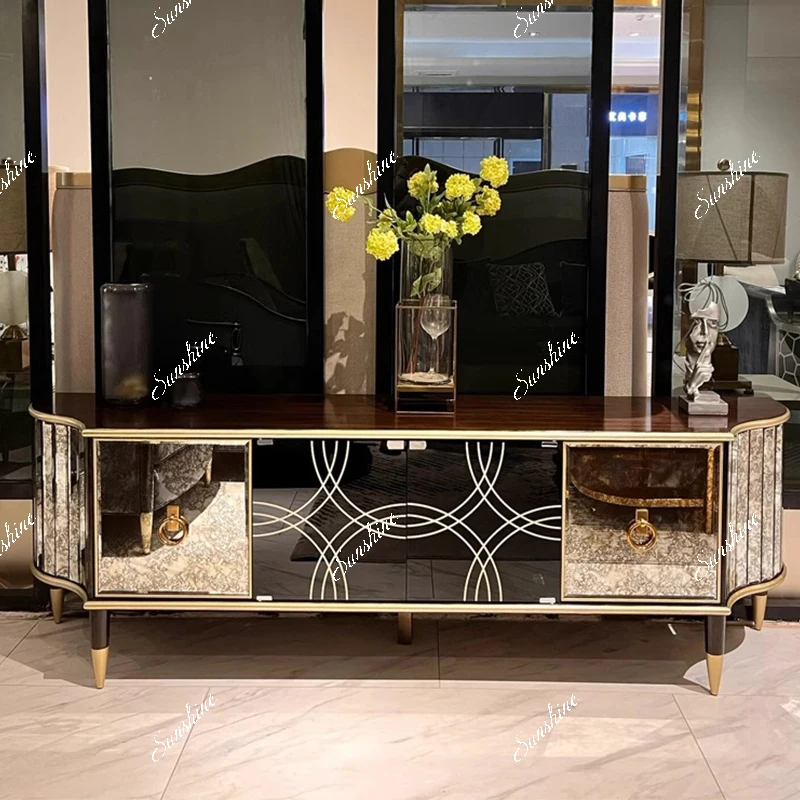 Light luxury post-modern dining side cabinet American retro living room storage decorative cabinet