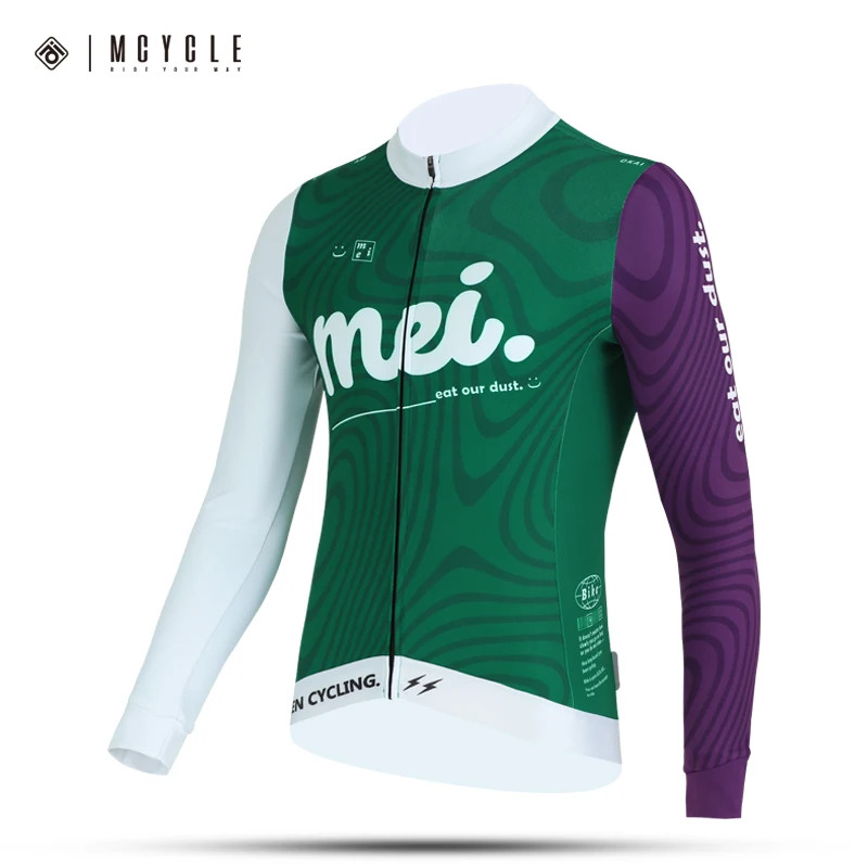 Mcycle Men Cycling Jersey Winter Thermal Fleece Long Sleeve MTB Bicycle Warm Jacket Road Bike MTB Clothing Outdoor Sportswear