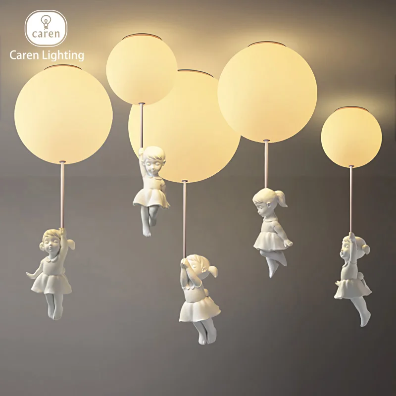 Caren Lighting unique flush mount celing light Modern Contemporary Stylish Elegant Design Minimalist Luxury Unique white balloon