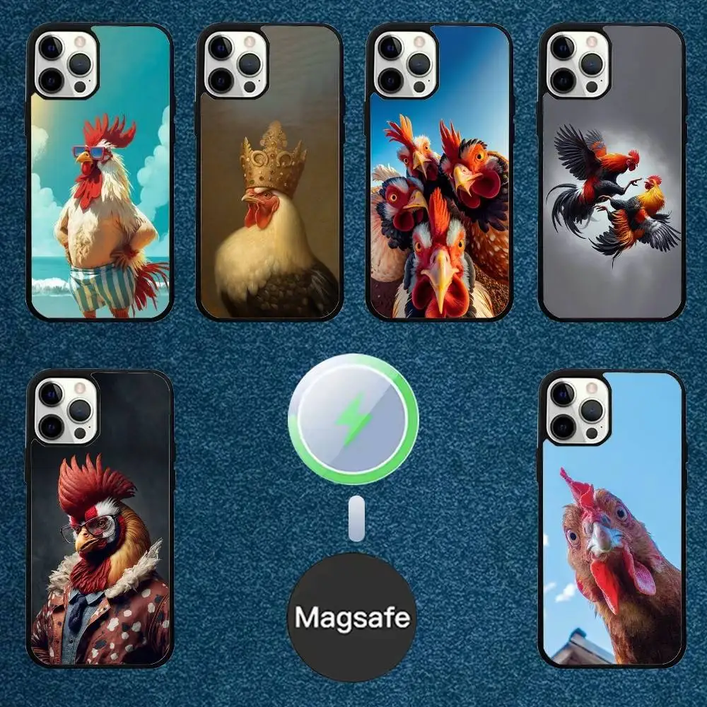 

Cock Rooster Chicken Phone Case For iPhone 16,15,14,13,12,11,Plus,Pro,Max Mini Magsafe Magnetic Wireless Charging