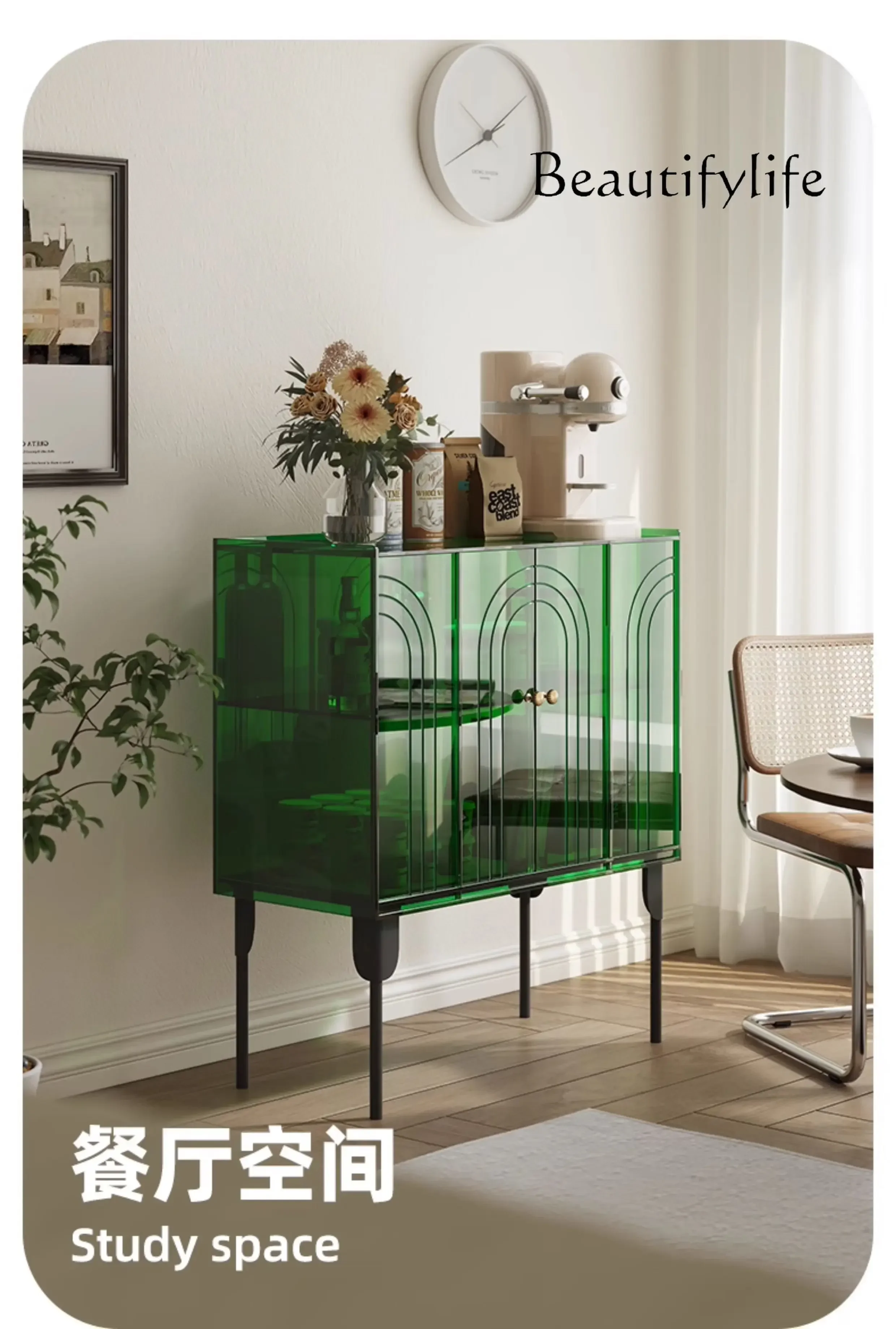 

DD25Nordic entrance cabinet light luxury acrylic dining side cabinet modern simple storage bucket cabinet glass living room sofa