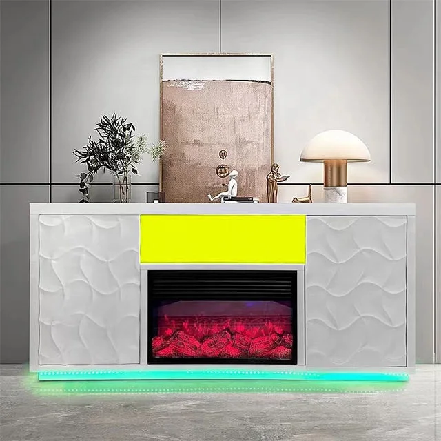 Factory Wholesale Long Sparkling Diamond Crush Mirrored TV Stand Entertainment Media Unit for Living Room