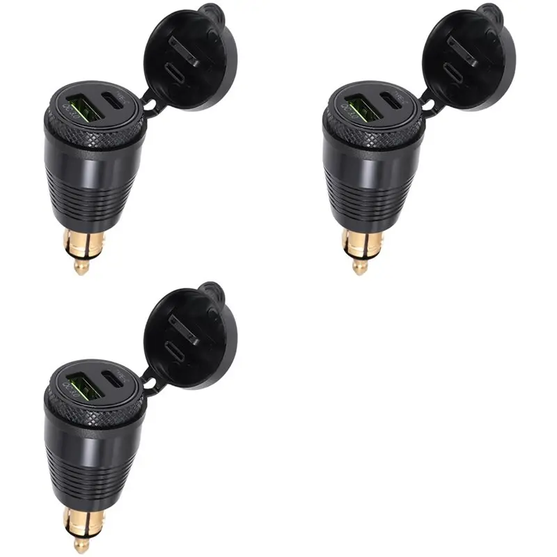 

Exclusive 3X Motorcycle DIN Plug Waterproof To QC3.0 USB & Type C 30W Power Delivery Adapter Socket