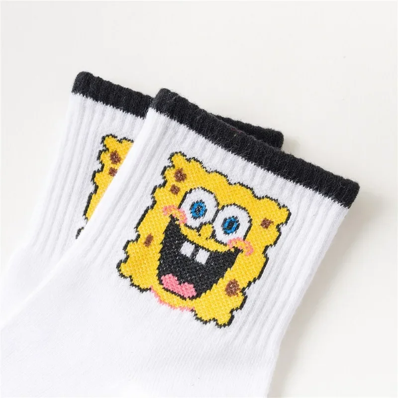 SpongeBob Patrick Star Men Women Long Tube Socks Krabs Sandy Squidward Cute Cotton Breathable Socks Anime Casual Students Socks