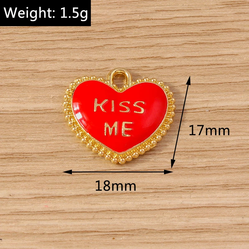 Tusember 10 Stück Neue Legierungs-Romantik-Valentinstags-Charms Rote Liebesherz-Anhänger für DIY-Armband-Schlüsselanhänger-Schmuckherstellung – Detail 16