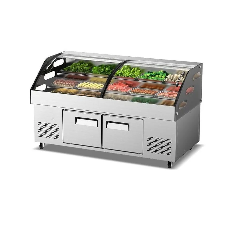 Commercial ladder cabinet cold dish deli cabinet restaurant barbecue three-step ice table display cabinet