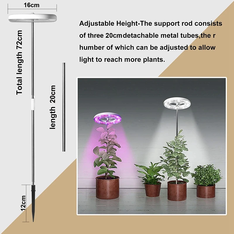 Plant Grow Light LED Growing Lamp Full Spectrum For Indoor Plants Bonsai Height Adjustable Dimmable & Auto Timer Durable