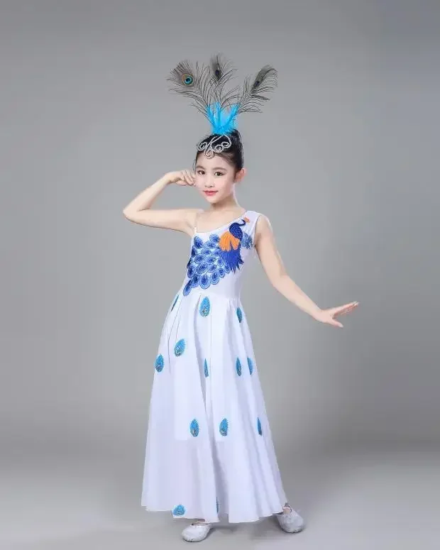 CosplayHalloween Kinder Big Swing Rock Chiffon Pfau Tanz Süßes und süßes Kleid Mädchen Kleinkind Nationale Bühnenaufführung C