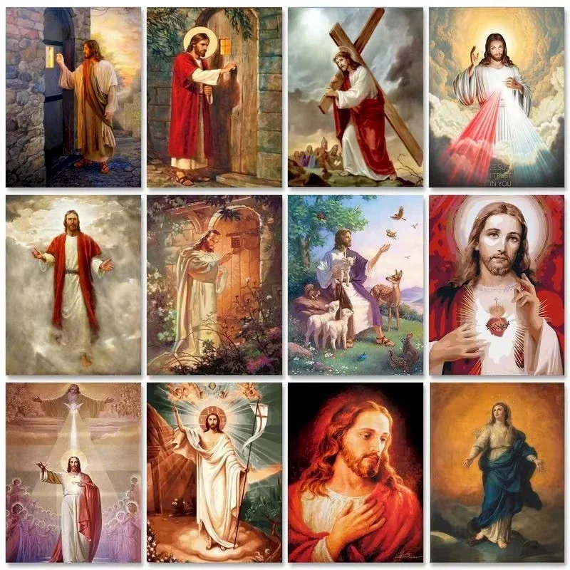 Jesus Painting By Numbers On Canvas With  DIY Kits For Adults Drawing Paint Oil Picture Of Coloring By Numbers Art,No Frame