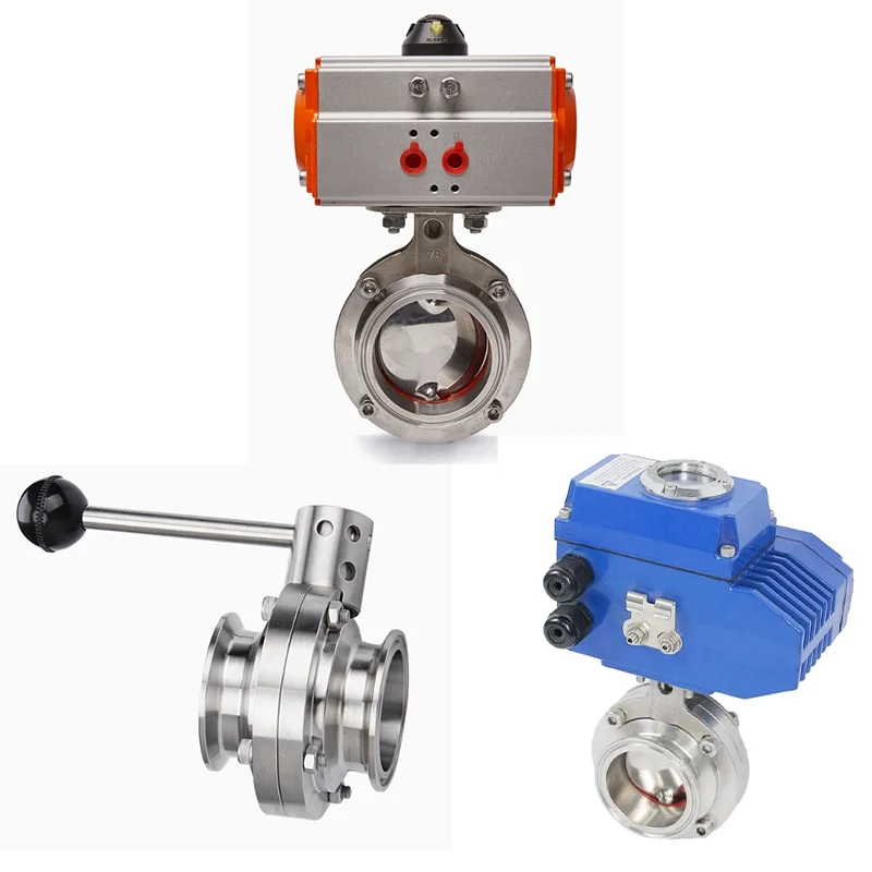 Supply D961X-16P Electric Sanitary Quick-Install Butterfly Valve Multi-Ear Connection  Ball Structure for Acid Media