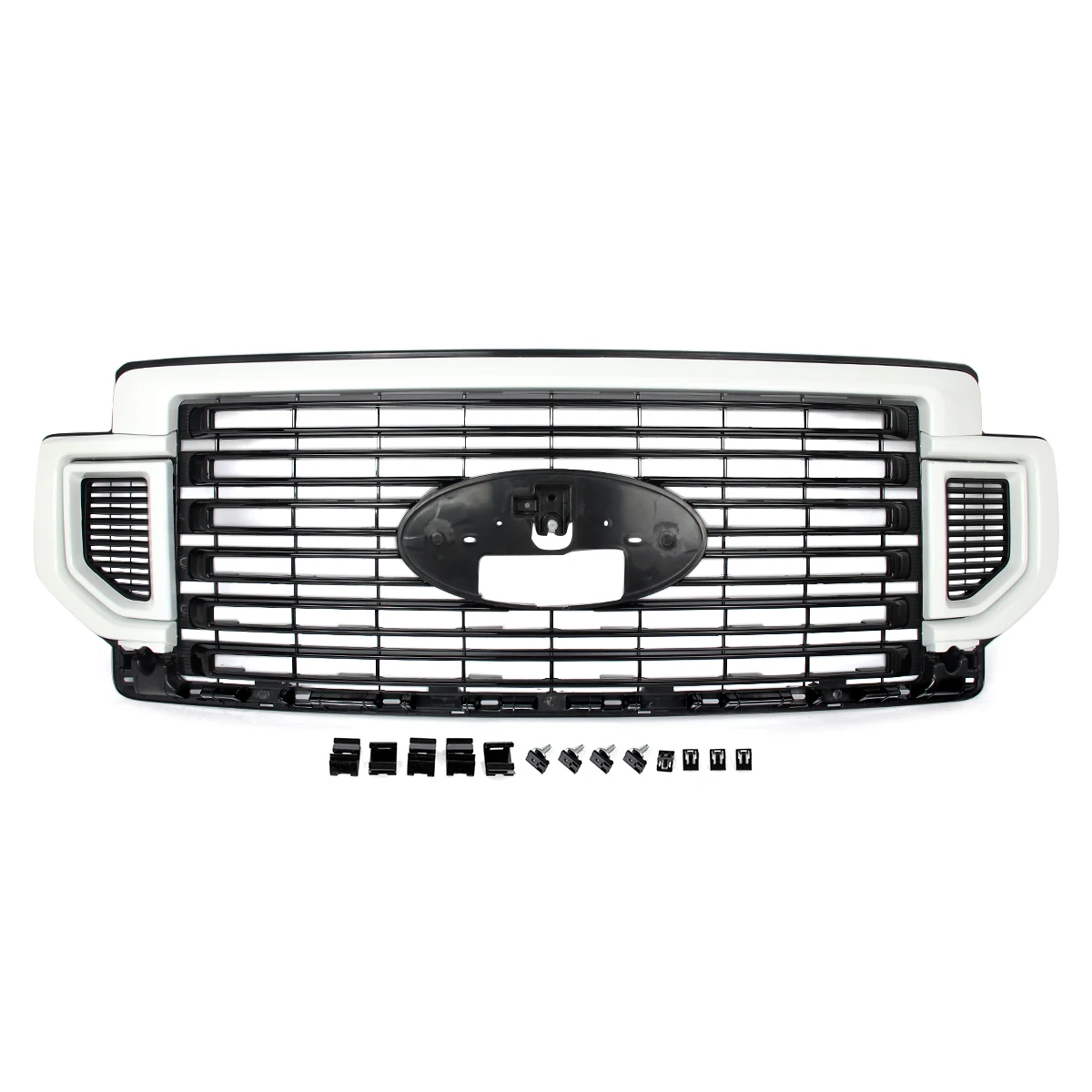 Front Upper Grills Assembly For 2020 2021 2022 Ford F-250 F-350 F-450 F-550 Super Duty Front Bumper Grille Oxford White Z1/YZ