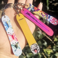 8CM 1PC Mini Snowflake Snowboard Acrylic Keychain Pendant Ski Games Sled Board Key Chain Keyring Sports and Snow Festival Gift