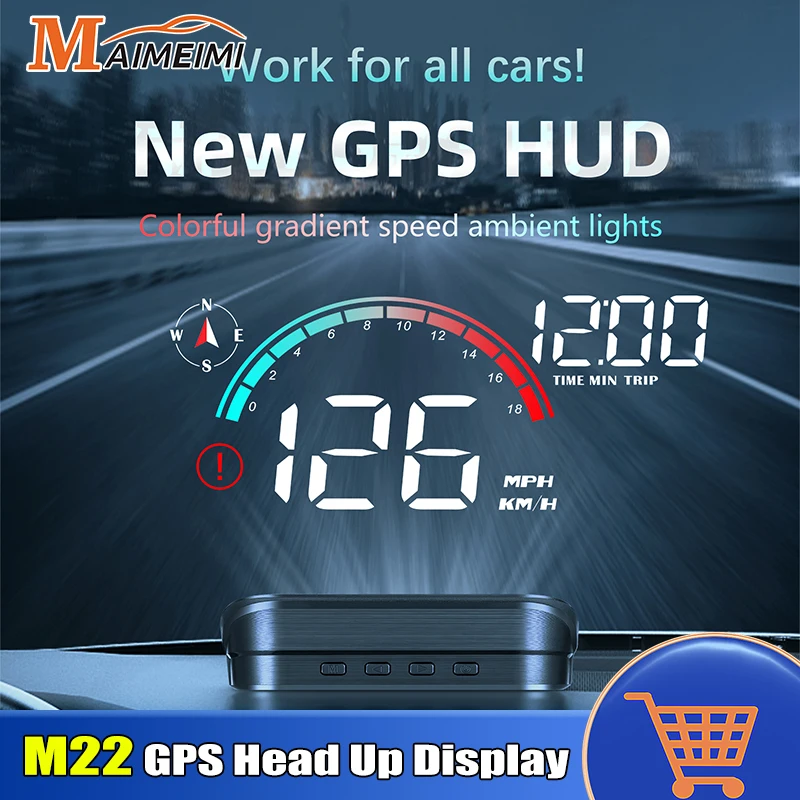 

New M22 Car GPS Head Up Display Speed RPM KMH MPH HUD GPS Speedometer Projector Screen Dashboard with Odometer Overspeed Alarm