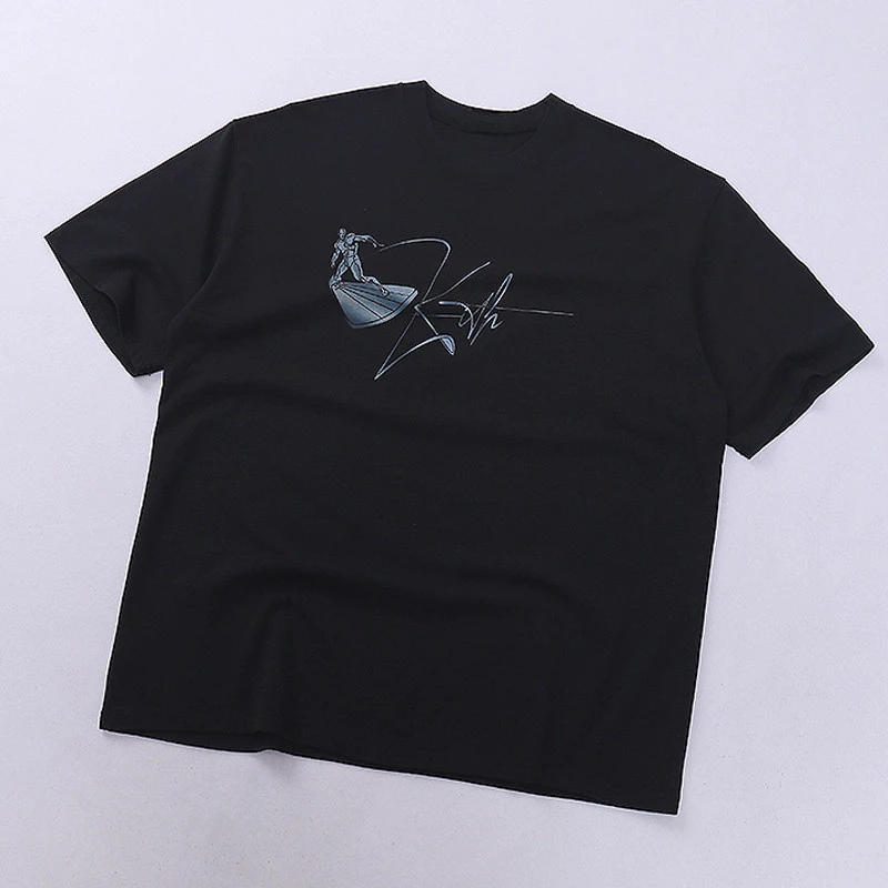Best KI American TH Vintage Printed Cotton Short-sleeved T-shirt Men and Women Couples Casual with Half Sleeved Top