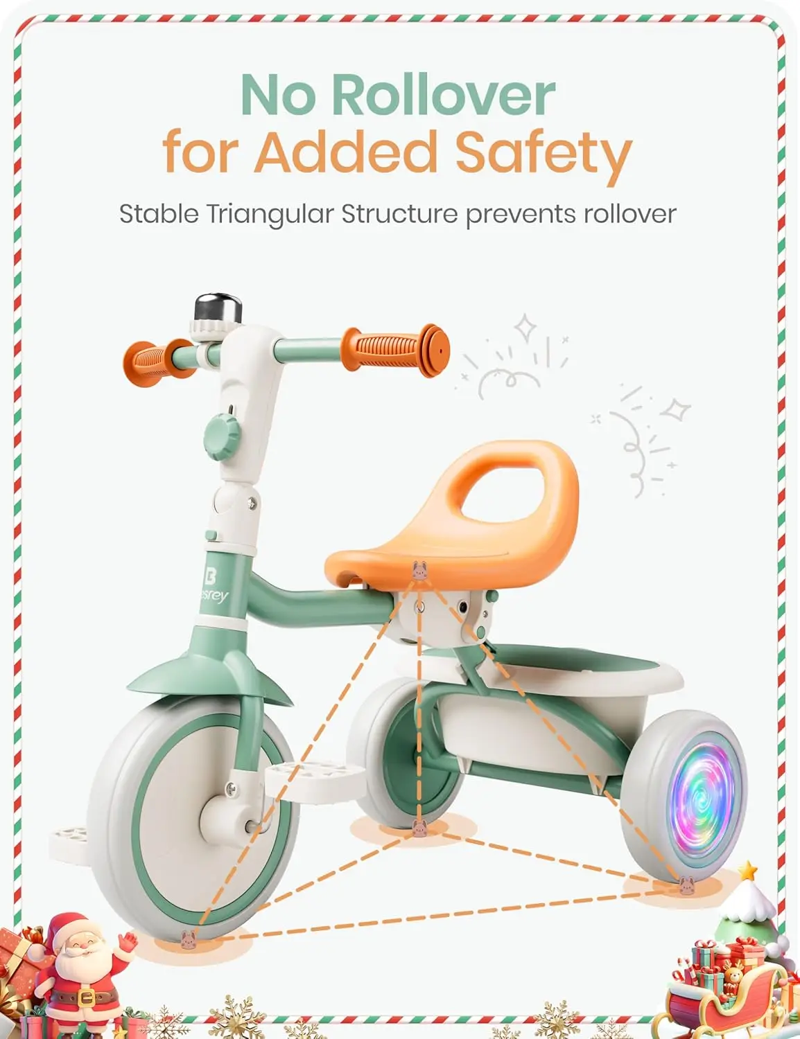 Tricycle avec roues clignotantes pour enfants, tricycle pour tout-petits avec cloche, cadeau pour enfants de 2 à 5 ans, 18 mois à 5 ans