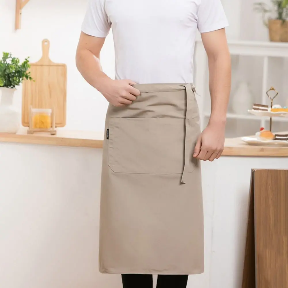 방오성 하프 앞치마 레이스업 디자인 조절 가능한 웨이터 허리 앞치마 단색 방수 셰프 유니폼 카페용