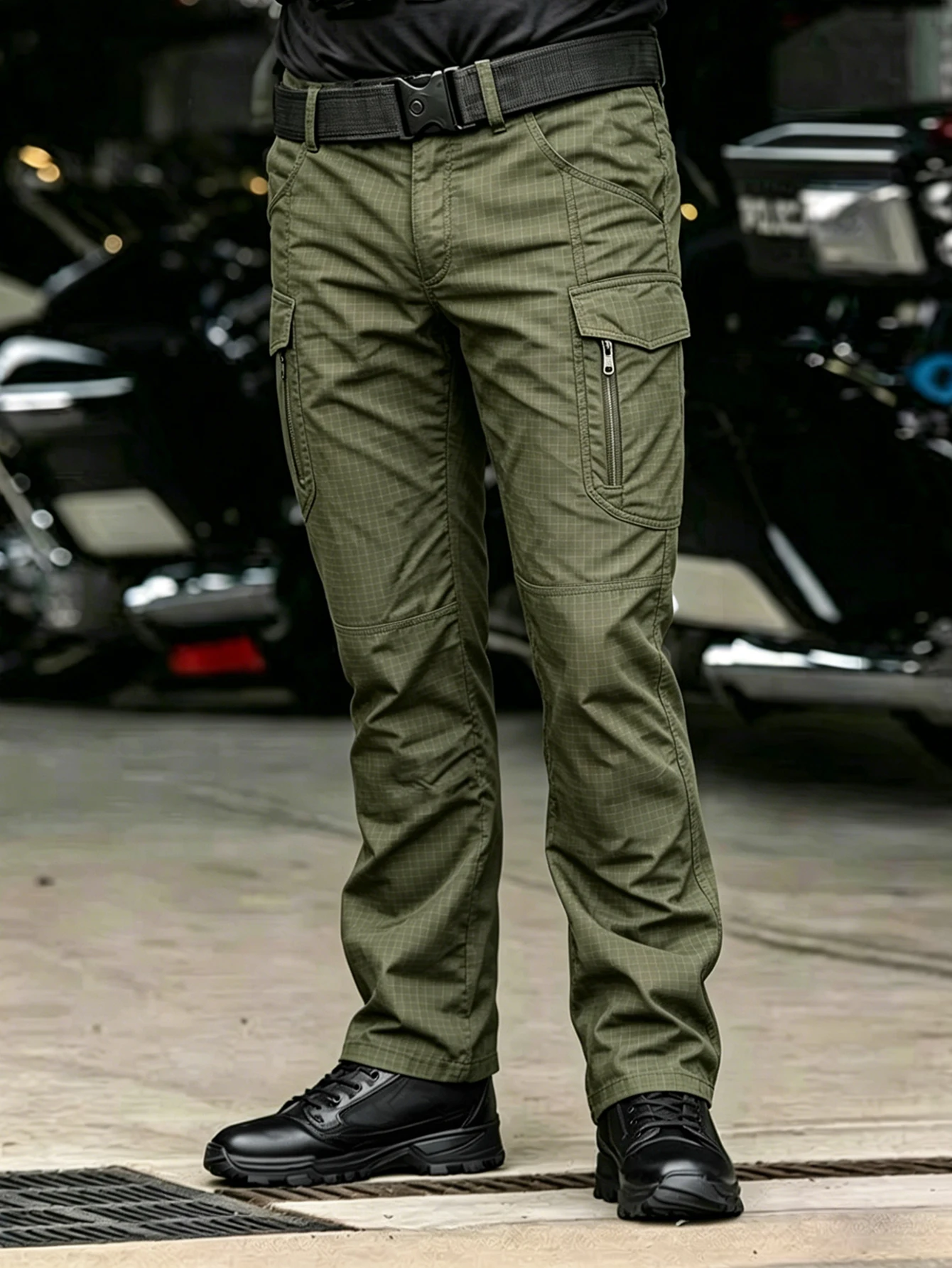 Men's Flex Tactical Pants, Lightweight Ripstop Tactical Cargo Pants, Outdoor Commuting and Training Pants, Abrasion-Resistant, Water Resistant Cargo Pants, Work Pants Multi Pockets Hiking Outdoor Casual Pants, Durable Trousers,  (No Belt, Army Green)