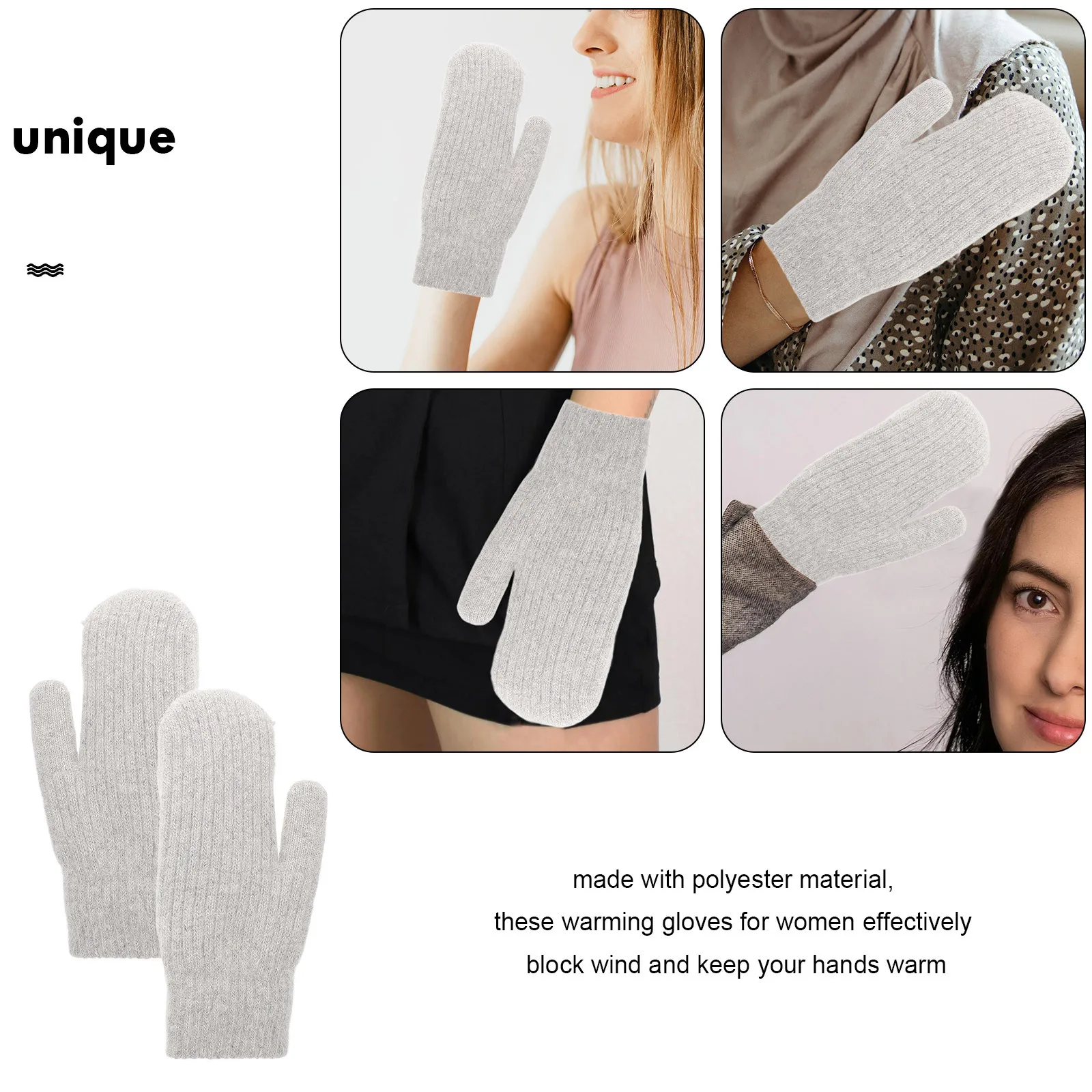 1 زوج قفازات دافئة للنساء الرجال الحرارية محبوك قفازات كاملة الأصابع سميكة معزول في الهواء الطلق قفازات الشتاء مبطن يندبروف #3