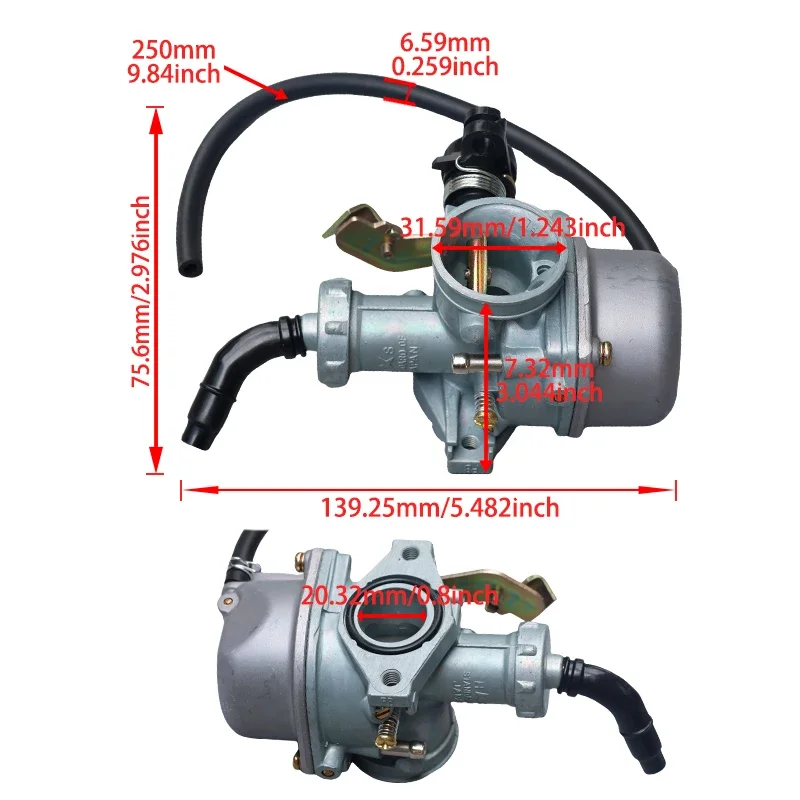 

Запчасти для инструментов для мотоциклов, карбюратор с ручным дросселем 16, универсальный для 50cc до 125cc ATV, топливная система, аксессуары для мотокросса