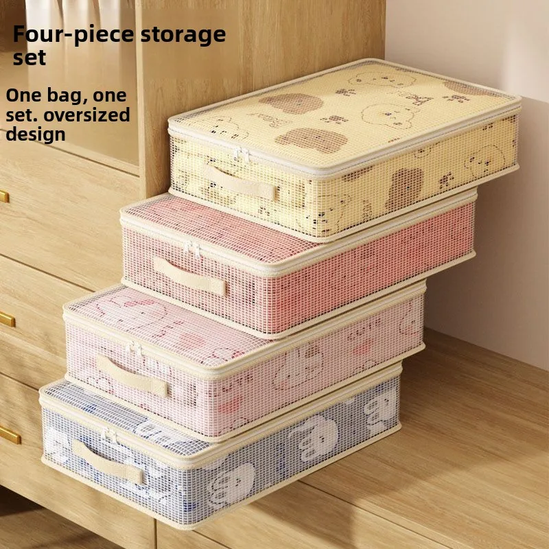 

Сверхпрочная сумка для хранения постельного белья, пыле- и влагозащитный органайзер для одеял и одежды, сумка-органайзер на молнии для гардероба