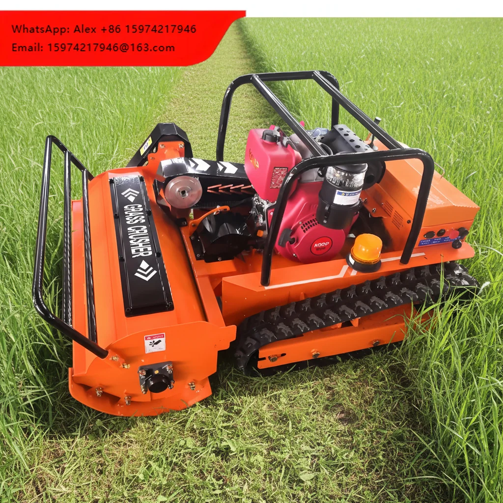 Diesel Wireless Remote Control Lawn Mower Intelligent Weeding Machine Industrial Grade Small Crawler Lawn Mower For Sale