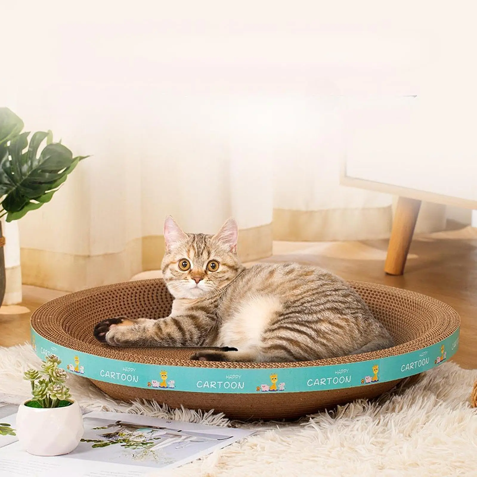 Cat Scratcher Pad Small Animal Scratching Board Grinding Claw Toys Kitten Scratch Bed for Indoor Cat Kitten Playing Supplies