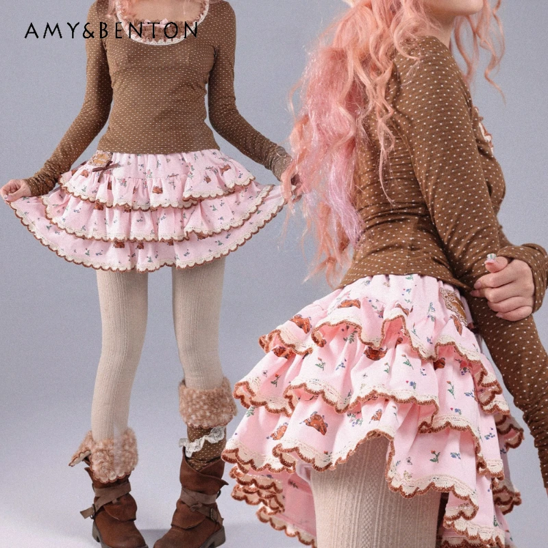 

Оригинальный дизайн, многослойная женская юбка нестандартной формы с принтом, осень-зима 2022, новые флисовые защитные шорты, короткие юбки, женские