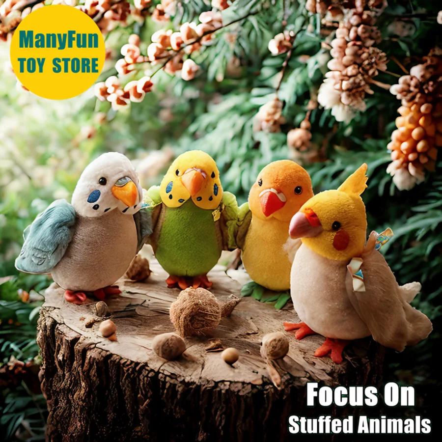 

Budgerigar Cockatiel Parrot High Fidelity Anime Cute Plushie Budgie Bird Plush Toys Lifelike Animals Simulation Stuffed Doll Kid