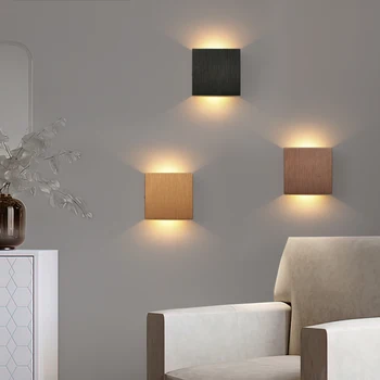 Lámparas de pared de aluminio de 6W, luces de pared simples hacia arriba y hacia abajo, aplique de pared interior para dormitorio, mesita de noche, sala de estar, iluminación decorativa
