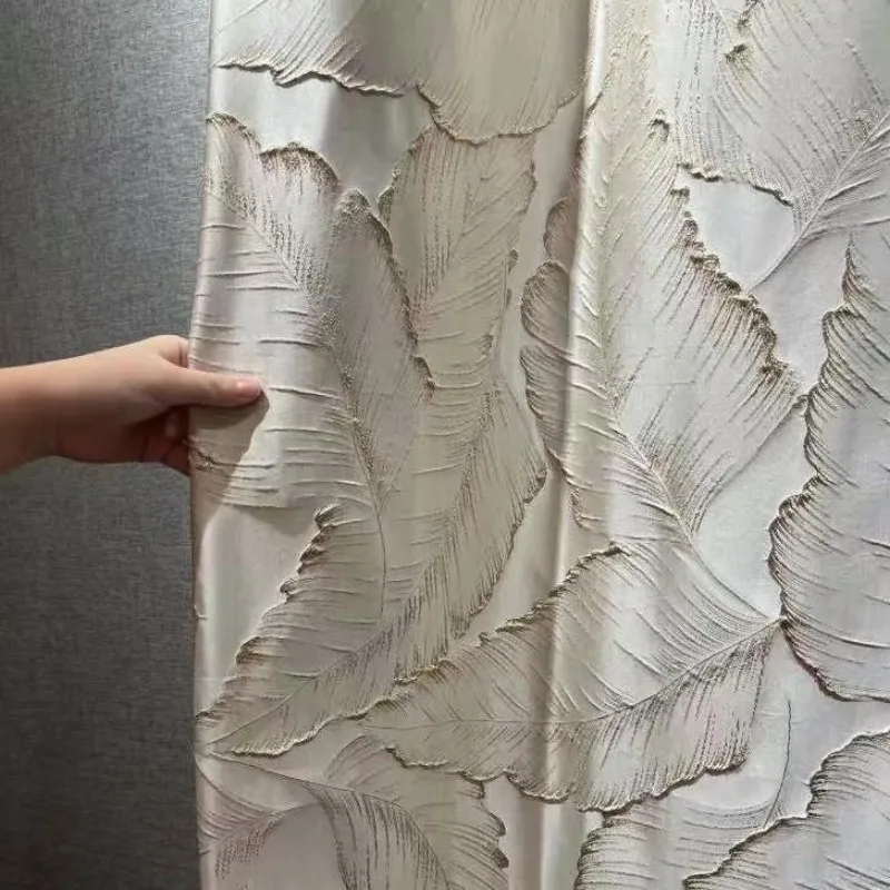 

High-precision Embossed Yarn-dyed Jacquard Luxury Blackout Window Curtains for Living Dining Room Bedroom Villa Study Hotel Home