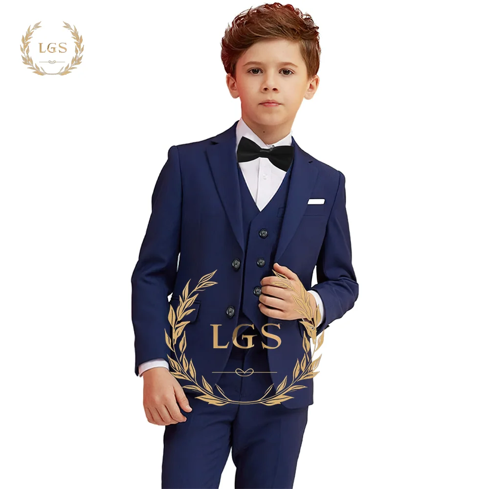 Boys' Formal Suit 3-Piece Set - Comes with Slim Fit Jacket, Pants and Vest, Handmade Tailor-Made Suit Set for Ages 2-16