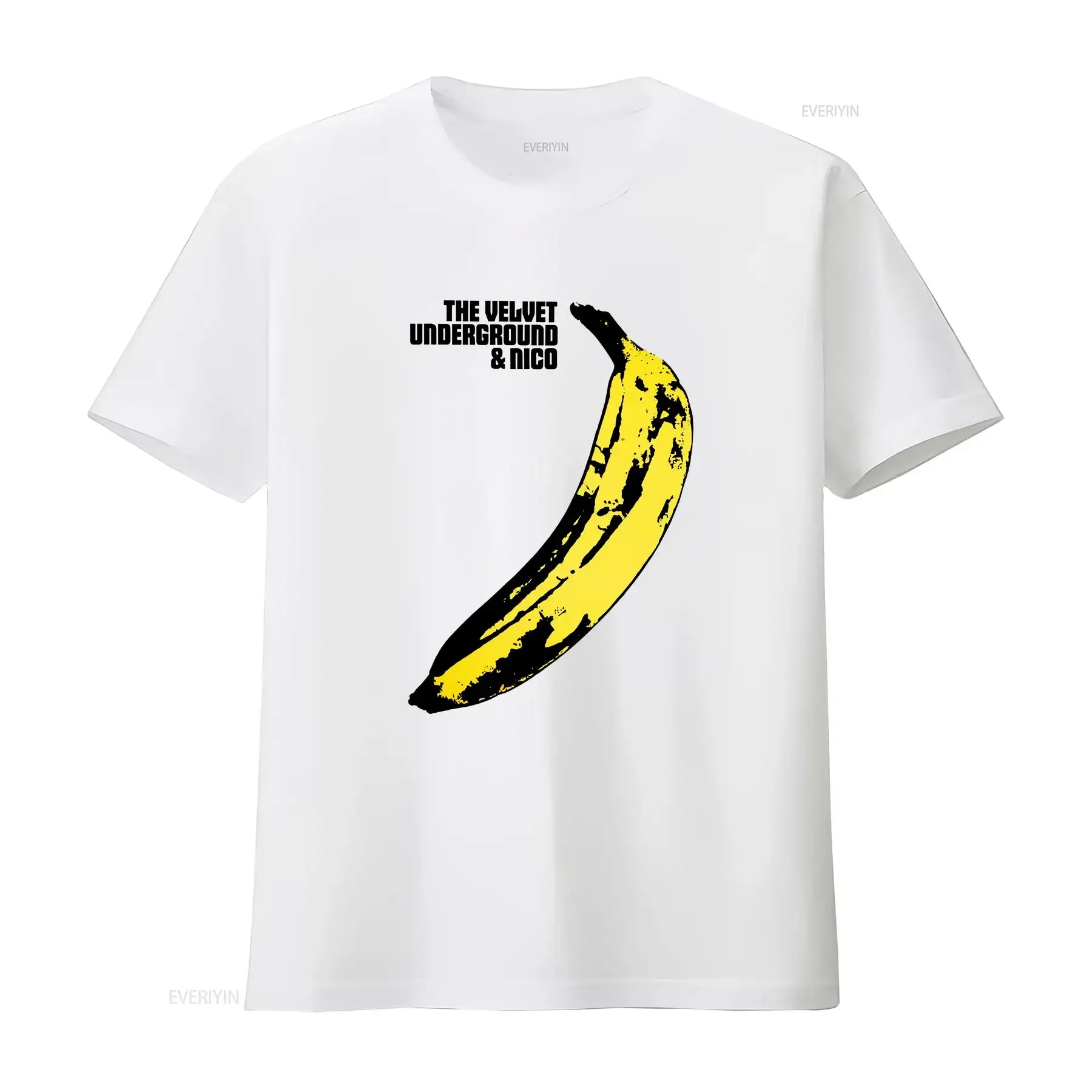

Бархатная футболка Underground Banana, мужская лицензированная рок-н-ролльная группа, белый винтажный стираный топ в стиле ретро для повседневной носки, модная мужская одежда