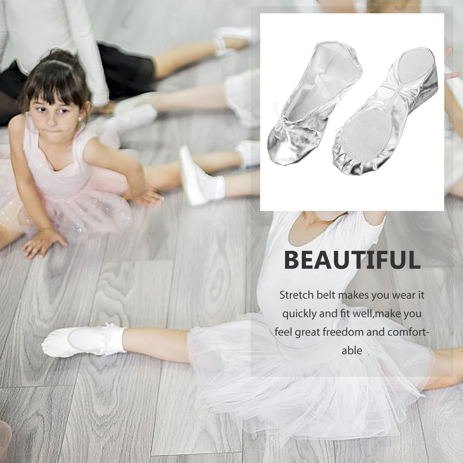 

Kids Ballet Dance Shoes Soft PU Non Slip Suede Sole Split Yoga Gymnastics Modern Ballroom Dance Training All Seasons