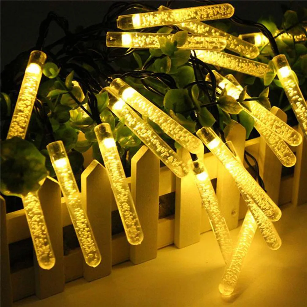 Bubble Column Acrylic Solar LED Light String Color Lamp