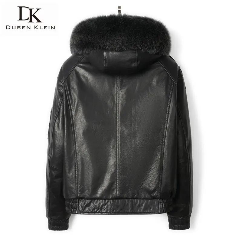 Men Genuine Leather Jackets Leather Down Coats Winter Warm Coat Sheepskin+Duck Down 6XL N-Y2302