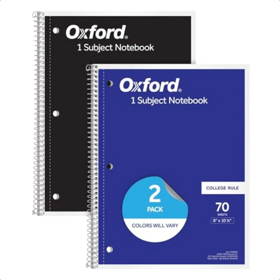 Spiral Notebooks 2 Pack 1 Subject College Ruled Notebooks for School 8 x 10.5 Inches 70 Sheets Assorted Colors Back to School p