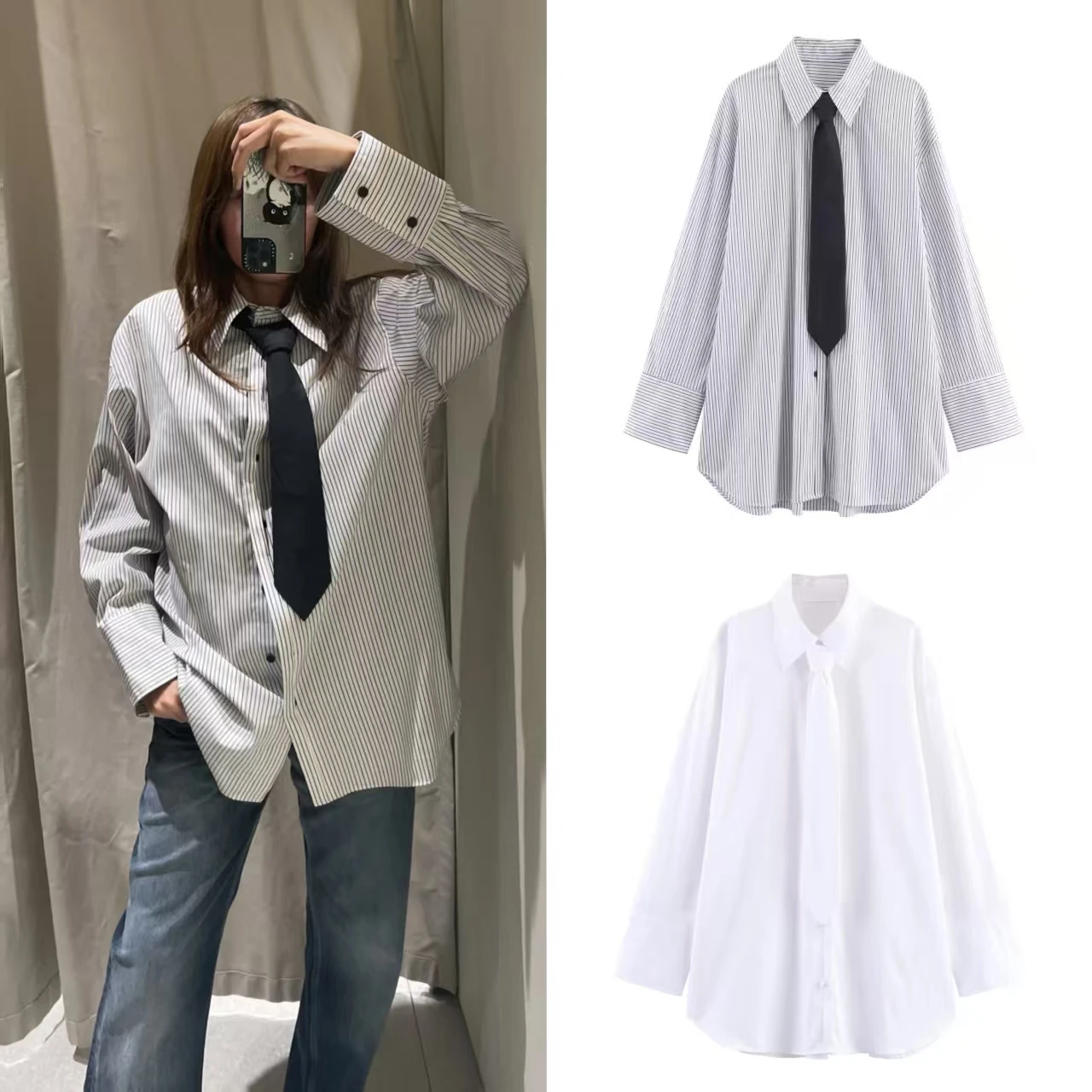 Chemise femme 2025 automne nouveau Style rayé à manches longues cravate décorative chemise en Satin décontracté mode à la mode Style personnel