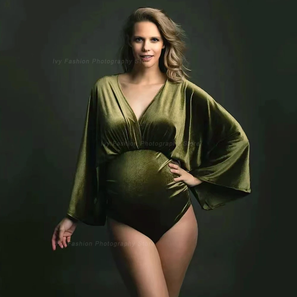 Maternity Photography Props Clothes Boho Velvet Maternity Photography Bodysuit Photo Shoot Photography Dress For Women
