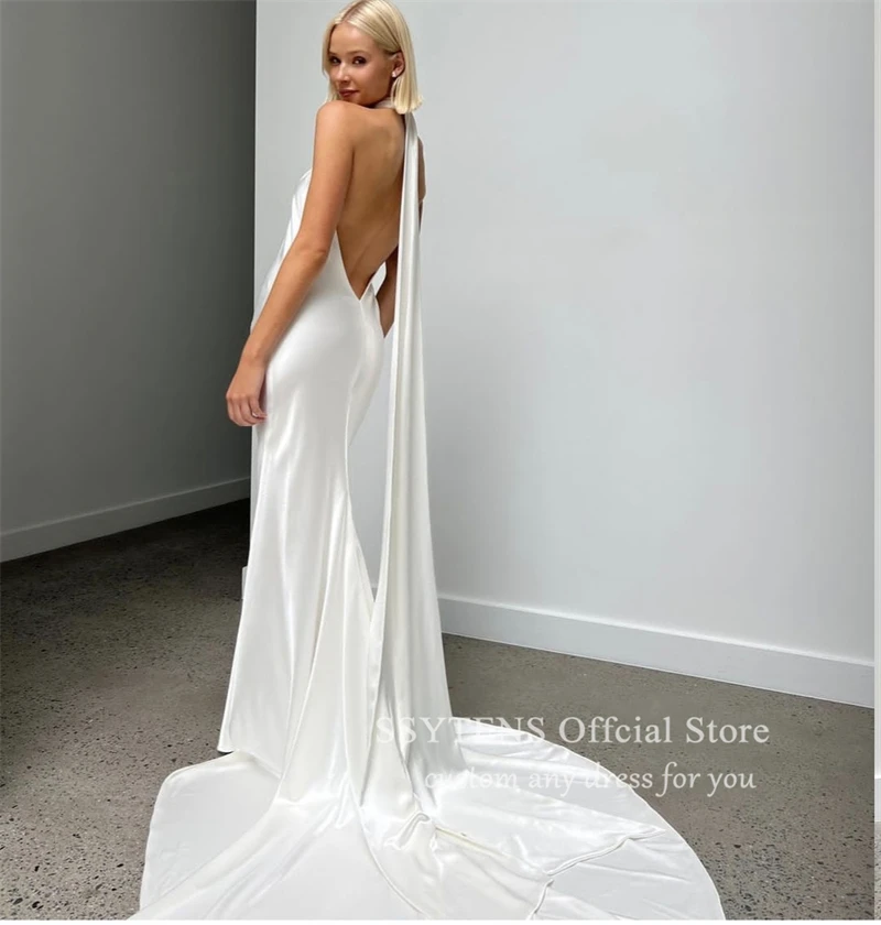 Halter Wedding Dresses Backless Mermaid Sleeveless For Women Bride Customize To Measures Stunning Robe De Mariee Bridal Gowns