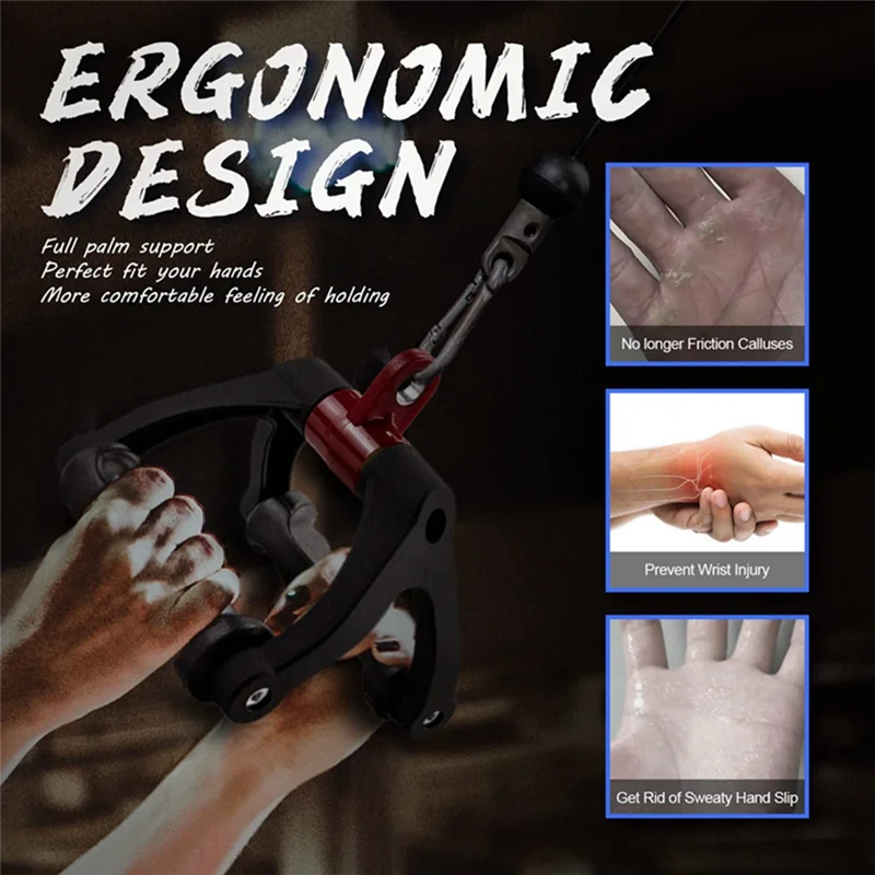 RTSHE-Biceps & Triceps مقبض للتمرين الخلفي، شريط مريح على شكل حرف V 360 °   آلة سحب الكابلات LAT ذات المقبض على شكل حرف V