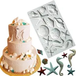 Ocean Series SeaShells And seahorse Silicone Mold Fondant Cake Decorating Silicone Mould Clay,Sugarcraft Chocolate Baking Tool