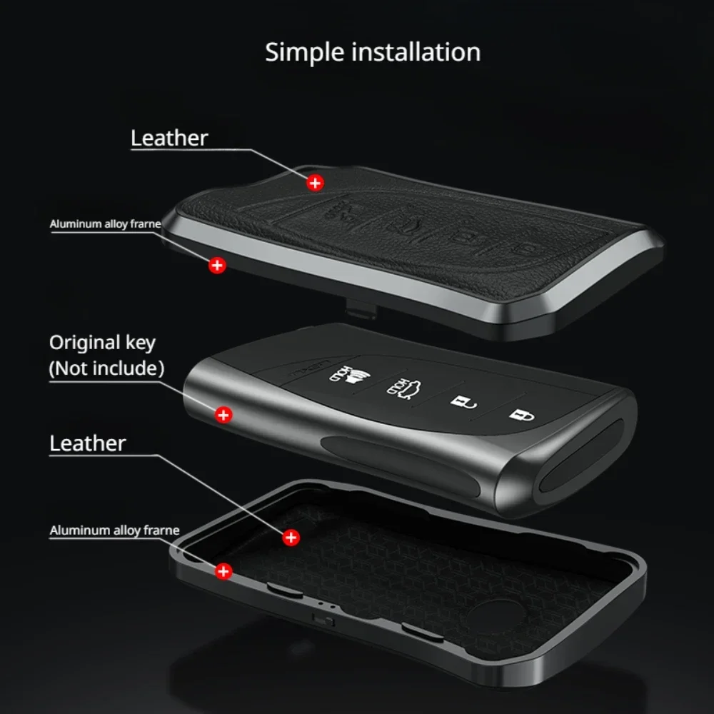 Alloy Leather Car Key Cover Shell for Lexus ES NX GS RX UX250 UX260 ES350 2019 2020 3/4 Button Remote Holder Auto Accessories