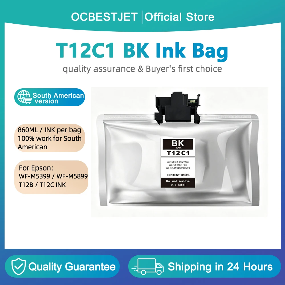 T12C T12C1 T12J ink bag for Epson T12C1 ink cartridge for Epson WF-M5399 WF-M5899 printer for Epson T12J ink cartridge
