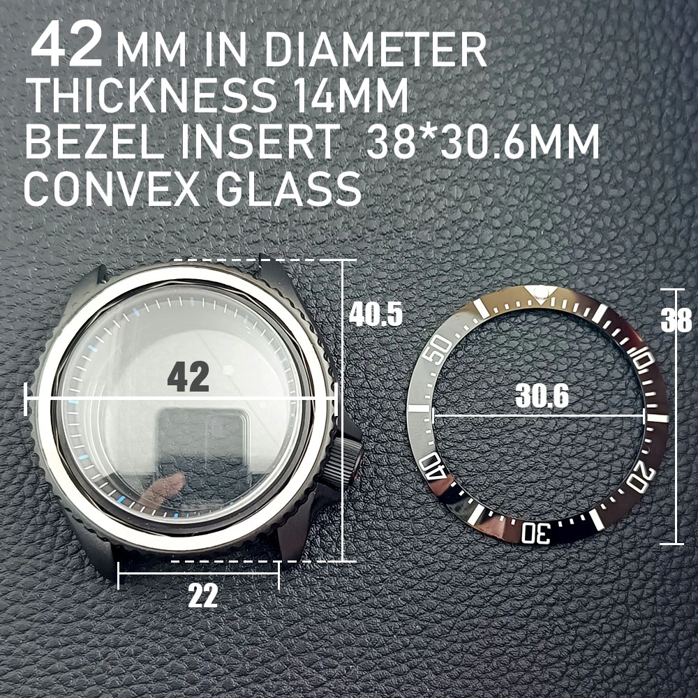 Skx007 Case 42Mm Herenhorloges Stalen Kast Fit Nh35 Nh36 Bewegingskast Horloge Accessoires Rvs Convex Glas 22Mm Band