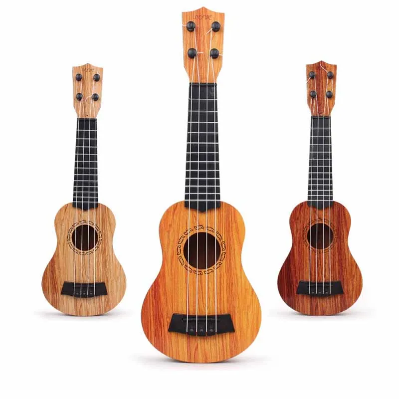 Mini ukelele de simulación de plástico para niños, guitarra pequeña para principiantes, instrumento Musical, juguetes educativos, regalos, 1 piezas