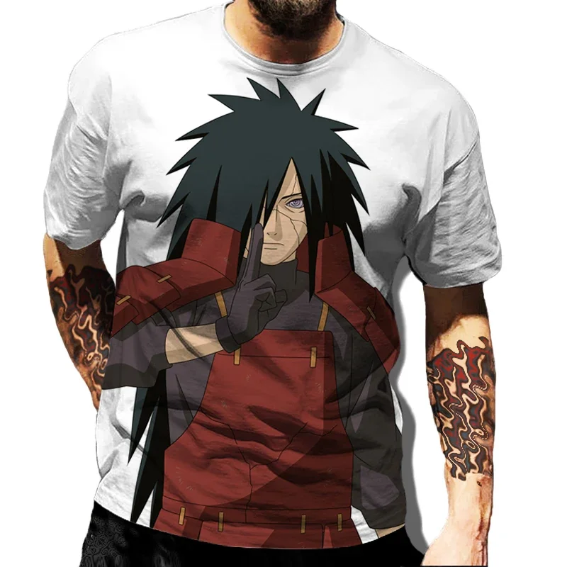 Summer casual white men's T-shirt Naruto children's short sleeved anime cosplay men's clothing Summer parent-child Tee O-neck