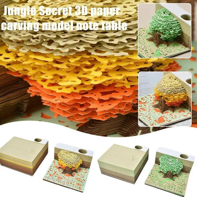 Jungle Secret Realm 3D Notepad 2024 Calendar Memo Pad Block Notes Hary Design Note Paper Stationery Accessories Novelty Gift