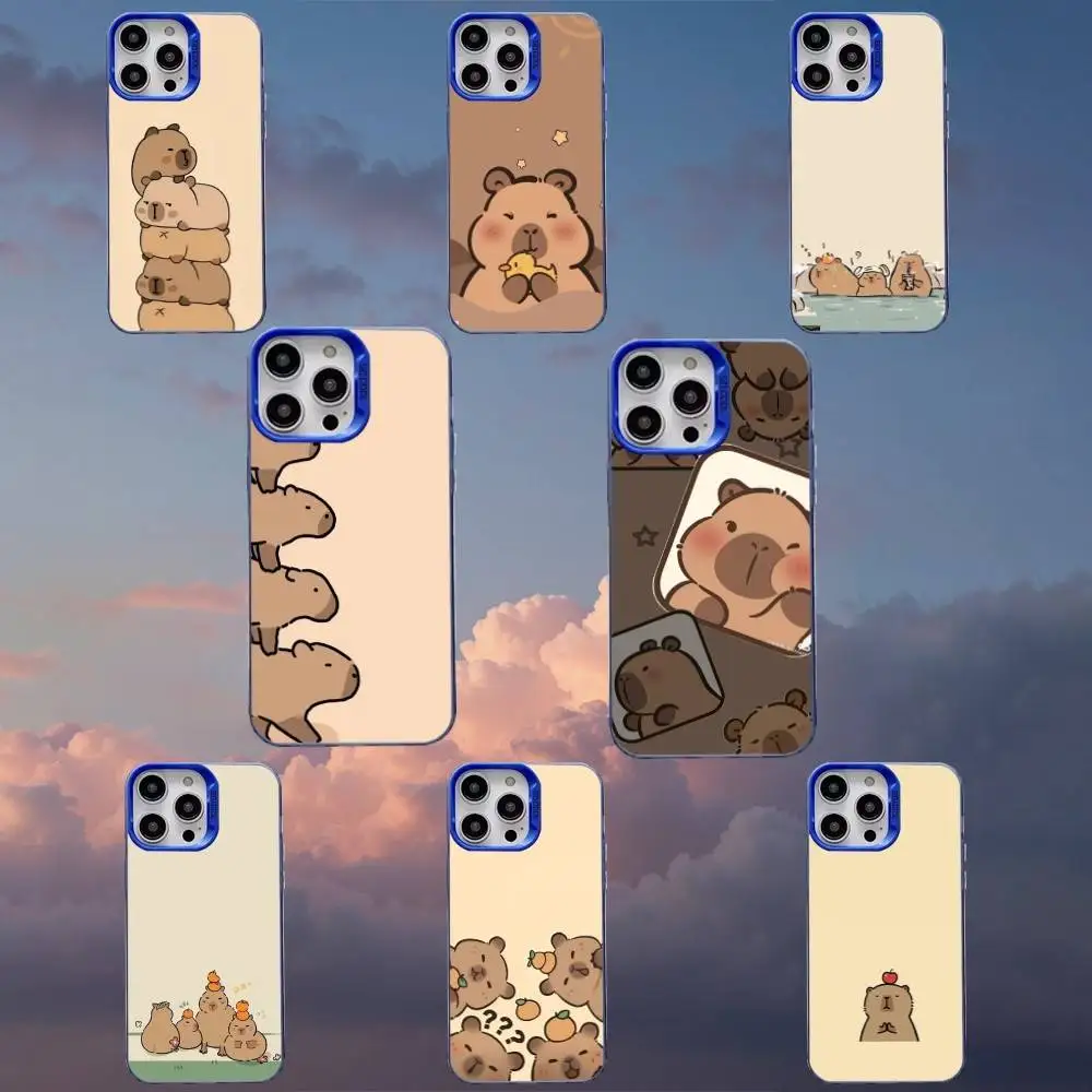 

Cartoon Cute Capybara Phone Case For iPhone 16,15,14,13,12,11,Mini,Pro,MAX Black Matte Shockproof Cover